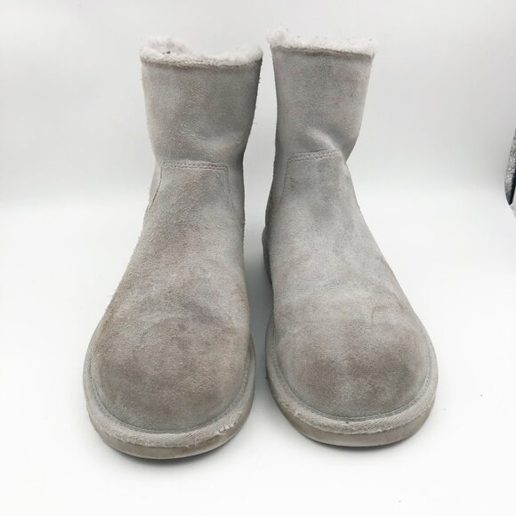 UGG Classic Zip It Mini Gray Fur Lined Suede Boots Womens 8 - Picture 2 of 12